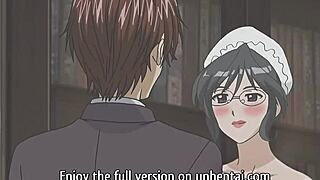 hot busty maid breastfeeding her boss in hentai