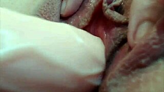 Extreme closeup of wet pussy fingering with huge clit