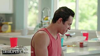 Jock's cooking lesson turns to raw gay deepthroat action.