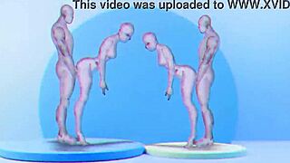 Twins bang hot girls in wild cartoon action scene