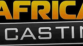 Tall black amateur babe rides big cock fake agent at AfricanCasting.