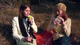 Skinny petite girls hanging out outdoors