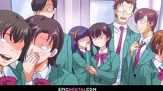 in the hentai world, a cartoon girl gets anal and her face turns ahegao