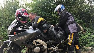 Nymphofist gay biker takes extreme fisting to the limit!