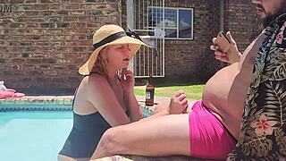 Does the old fat guy get his cock sucked by the hotel girl?