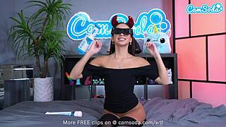 Camsoda Cute Teen Spreads Shaved Pussy and Masturbates with Magic Wand on Webcam