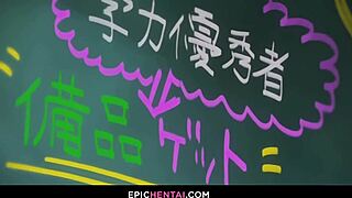 in the hentai world, a cartoon girl gets anal and her face turns ahegao