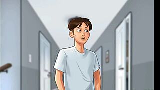 In the summertime saga, a church milf gets caught masturbating with a police baton in her bikini.