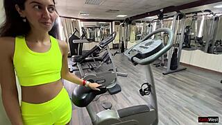 I ride teen in gym, swallow cum oops