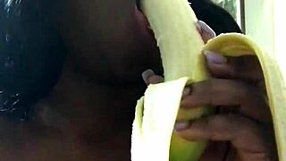 sexfeene casually sucks on a banana like it's a dick