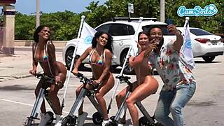Big Ass Latinas Riding Electric Trikes at Public Beach
