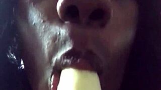 sexfeene casually sucks on a banana like it's a dick