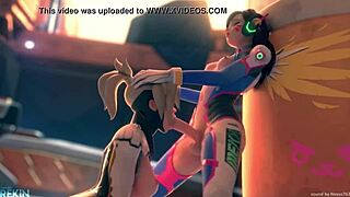 i'm horny mercy deepthroating dva's cock in this hentai game