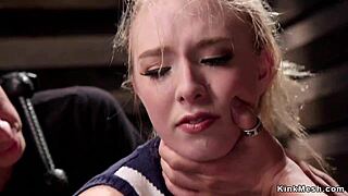 blonde trainee gets tied up for deepthroat and hardcore fucking