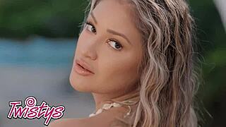 Gizelle Blanco Strips in Bikini by Pool, Teasing with Pierced Nipples?