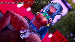 In Konosuba, Mitsuboshi joins the sex party with big tits and horny fucking.