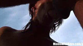 Mature Myra drinks cum after outdoor anal fucking with her grandmother.