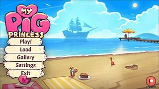 Sliding hard cock between sweaty ass cheeks in hentai game