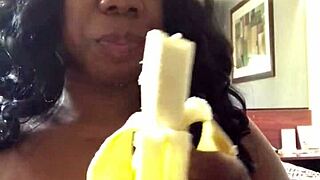 sexfeene casually sucks on a banana like it's a dick