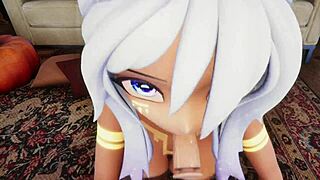 hentai vtuber elfie love gives blowjob in 3d vrchat mmd