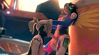 i'm horny mercy deepthroating dva's cock in this hentai game