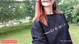 Jeny Smith's Bubble Butt Flashing on Hidden Spy Cam Outdoors