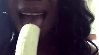 sexfeene casually sucks on a banana like it's a dick