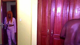 Ebony teen with big tits rides black cock in intense session