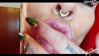 Anni Angel masturbates close to her pussy on webcam