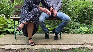 I love giving a kinky handjob to this mature beauty in public park