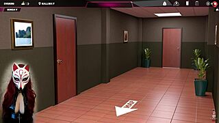 Cartoon babe with big tits working at bar