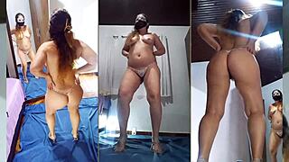 Undressing Black Transparent Dress And Crystal Panties