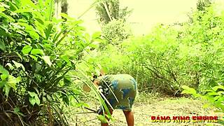 My bbw wife went to the forest on a forbidden day to fetched firewood something happened and she used her wet pussy to safe her life from african forest ghost