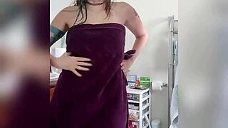 after shower teaser with dildo and toys