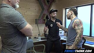 FamilyTwink - Fake Cop and Stepdad Deliver Disciplinary Action in Office!