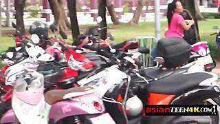 this kinky asian teen just rides a huge dick like crazy