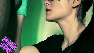 Masked Russian Slut Takes Hot Cum in Mouth After Blowjob