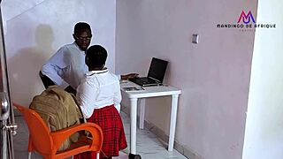 big cock teacher fucks hot 19yo student's pussy in classroom creampie, homemade monster cock action