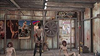 in fallout 4, cute brunette slut gives footjob in special fashion series hentai
