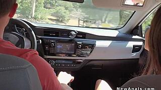 Couple banging hard with anal action in their sunny backyard spot.