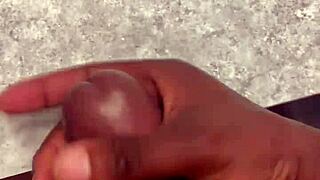 huge cumshot covers my bathroom counter in close-up