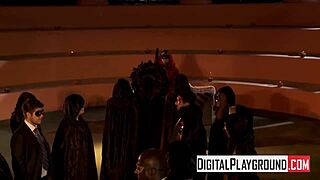 Why is her pussy so wide open for a strapon slam? Can you handle this femdom cumshot action?