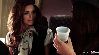 Hey, Wanna See Two Sexy Flight Attendants Gemma Massey and Linsey in Lesbian Action?