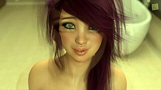 3D animated amateur couple enjoys rough sex and tit play