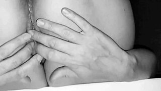 Slut wife with big ass jerks and sucks in homemade video