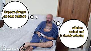 Is The Wife Blindfolded While Her Husband's Friend Hides?