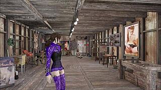 in fallout 4, cute brunette slut gives footjob in special fashion series hentai