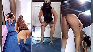 Undressing Black Transparent Dress And Crystal Panties