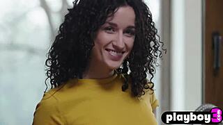 Hey, wanna see petite curly Lucy M pose naked in the kitchen with small tits?