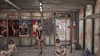 in fallout 4, cute brunette slut gives footjob in special fashion series hentai